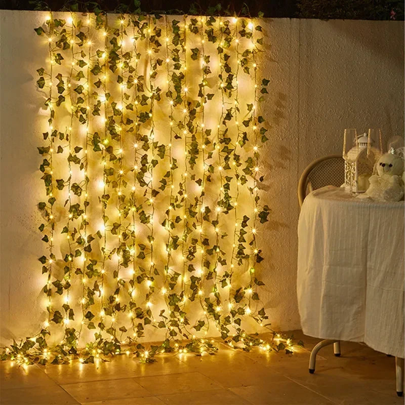 Floral Green Leaf String Lights