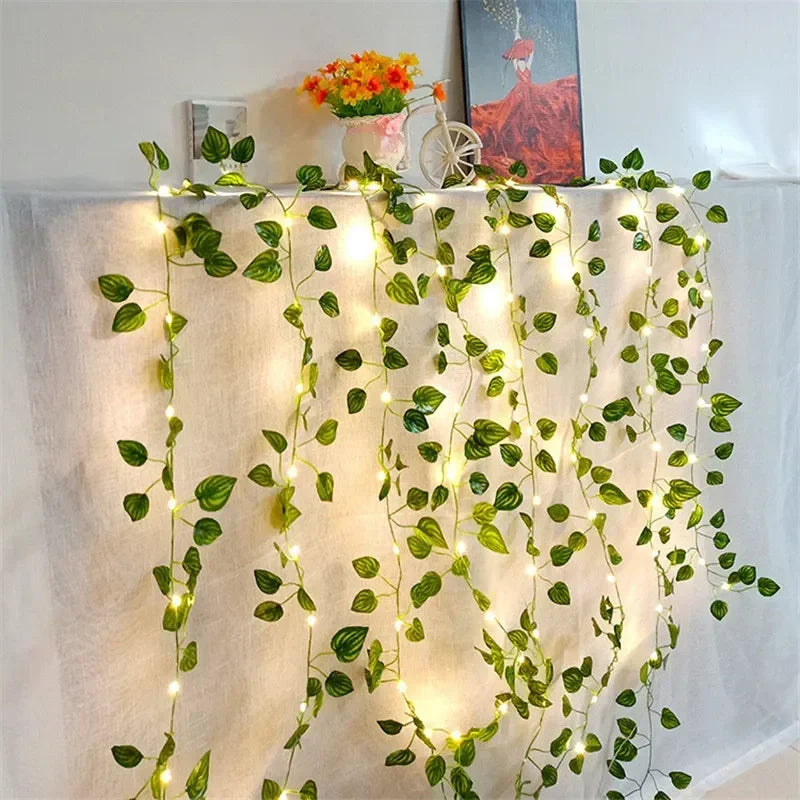 Floral Green Leaf String Lights