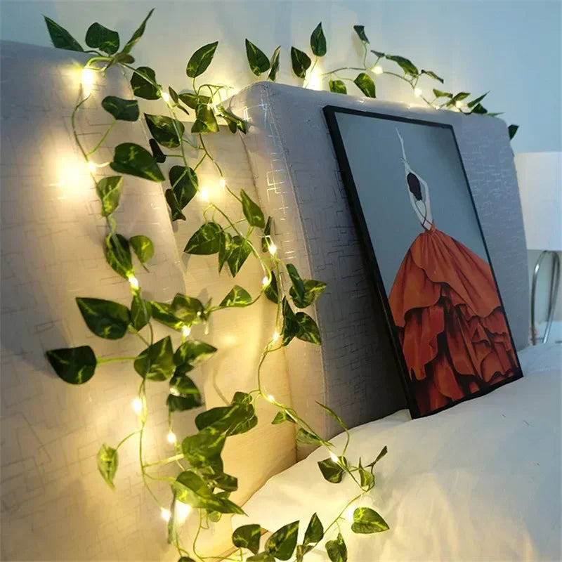 Floral Green Leaf String Lights