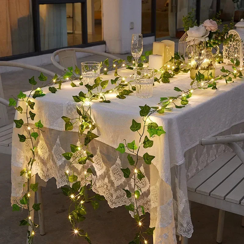Floral Green Leaf String Lights