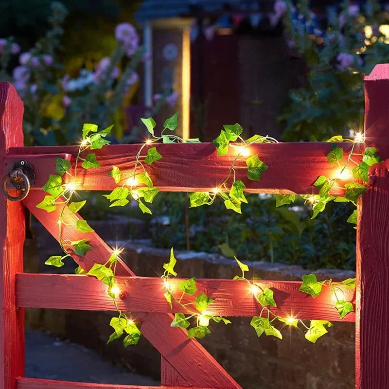 Floral Green Leaf String Lights